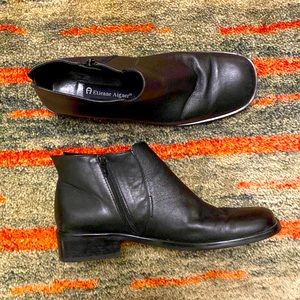 Square toe leather booties